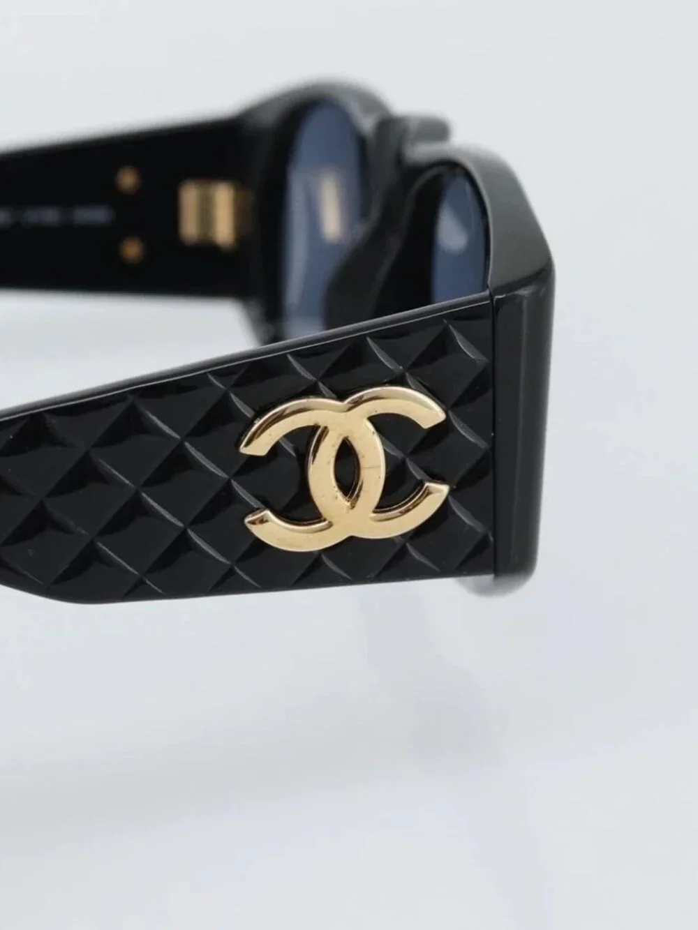 CHANEL COCO Mark Sunglasses plastic Black CC Auth 188635M